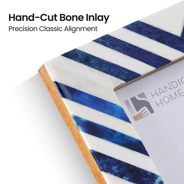 Picture Frame Chevron Collection Bone Inlay Blue – 4x6 & 5x7"