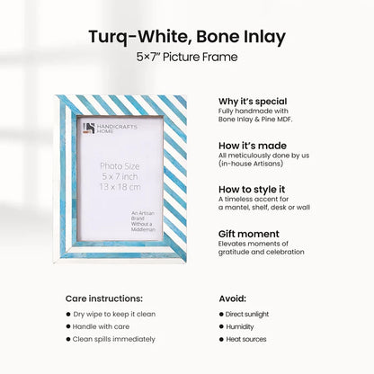 Picture Frame Diagonal Striped Collection Bone Inlay Turquoise – 4x6 & 5x7"