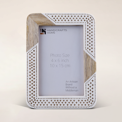 Handmade Picture Frame Holiday Decor Collection Resin & Wood Inlay Beige – 4x6 & 5x7"