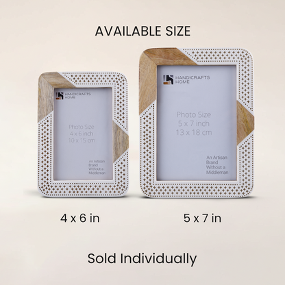 Handmade Picture Frame Holiday Decor Collection Resin & Wood Inlay Beige – 4x6 & 5x7"