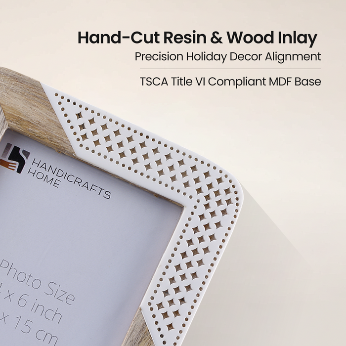 Picture Frame Holiday Decor Collection Resin & Wood Inlay Beige – 4x6 & 5x7"