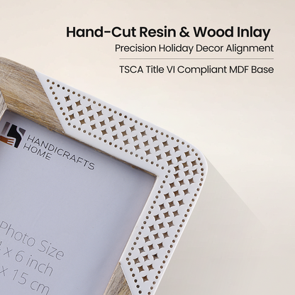 Picture Frame Holiday Decor Collection Resin & Wood Inlay Beige – 4x6 & 5x7"