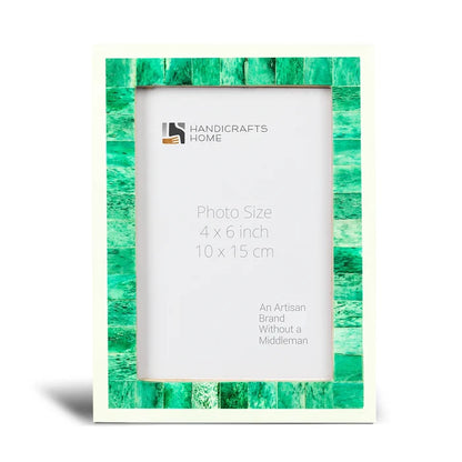 Handmade Picture Frame Mosaic Collection Bone Inlay Green & White – 3 sizes, for tabletop or wall display