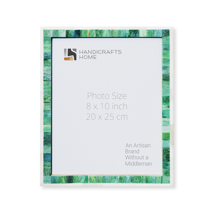 Handmade Picture Frame Mosaic Collection Bone Inlay Green & White – 3 sizes, for tabletop or wall display