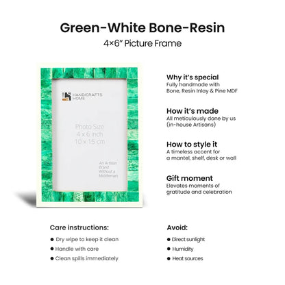 Picture Frame Mosaic Collection Bone Inlay Green & White – 3 sizes
