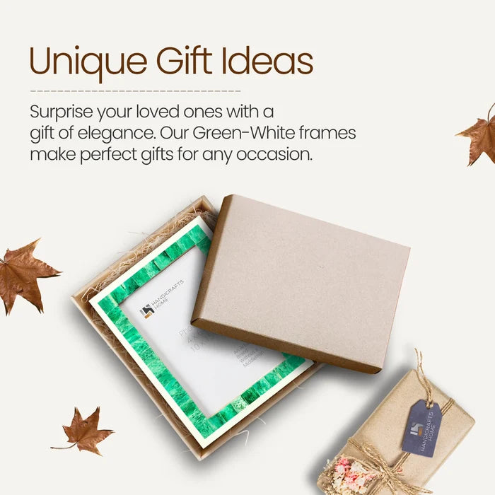 Picture Frame Mosaic Collection Bone Inlay Green & White – 3 sizes