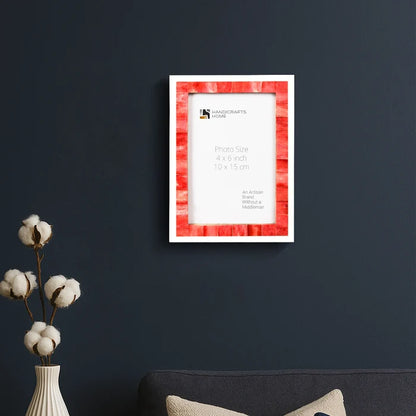 Picture Frame Mosaic Collection Bone Inlay Red & White- 3 Sizes