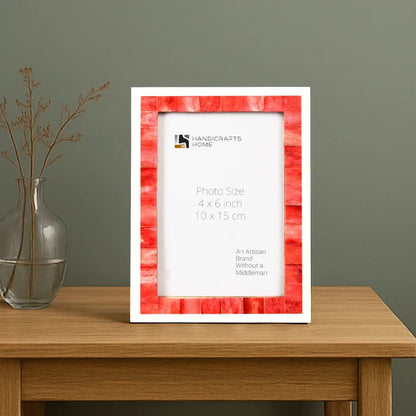 Picture Frame Mosaic Collection Bone Inlay Red & White- 3 Sizes