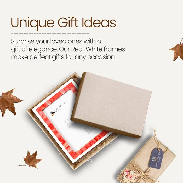 Picture Frame Mosaic Collection Bone Inlay Red & White- 3 Sizes