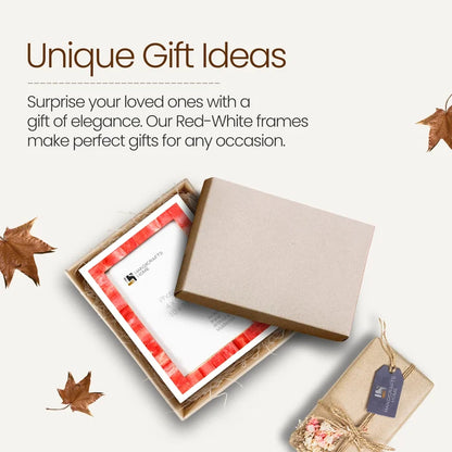 Picture Frame Mosaic Collection Bone Inlay Red & White- 3 Sizes