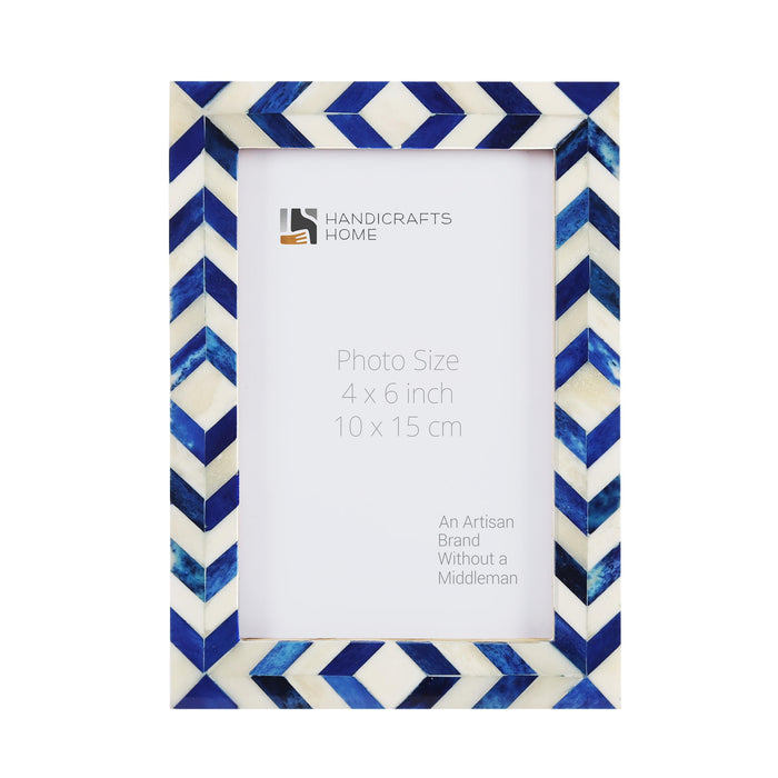 Handmade Picture Frame Taj Pattern Collection Bone Inlay Blue 4 Sizes, for tabletop or wall display