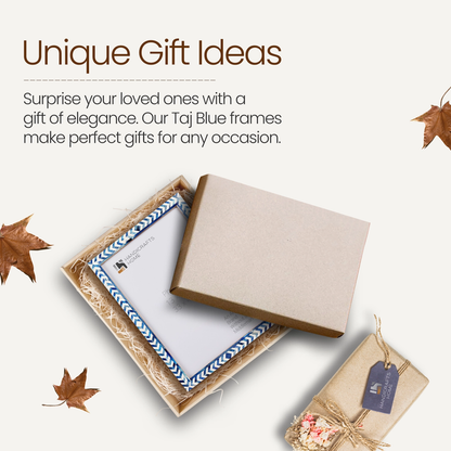 Picture Frame Taj Pattern Collection Bone Inlay Blue 4 Sizes