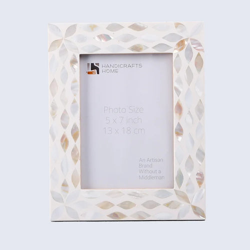 Handmade Picture Frames Avant Floral Collection Mother of Pearl Resin Inlay White 5x7"