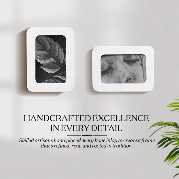 Picture Frames Classic Curve Bone Inlay Collection White-4x6, 5x7"
