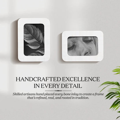 Picture Frames Classic Curve Bone Inlay Collection White-4x6, 5x7"