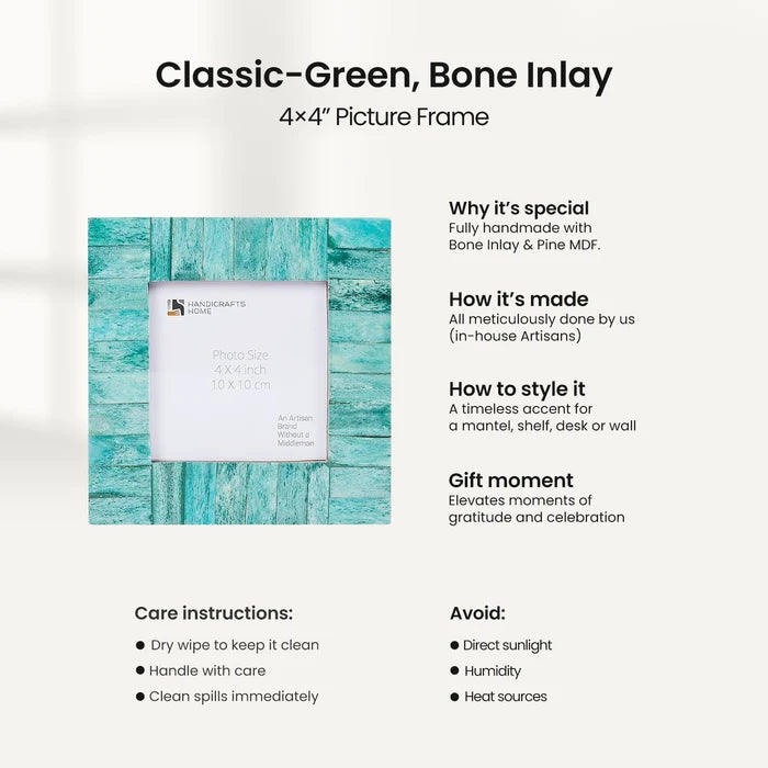Picture Frames Classic Pattern Bone Inlay Combo 4"x4", Green