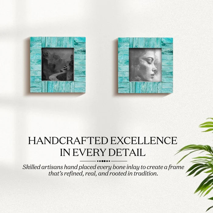 Picture Frames Classic Pattern Bone Inlay Combo 4"x4", Green