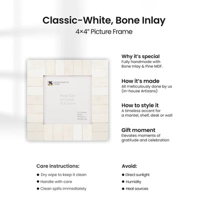 Picture Frames Classic Pattern Bone Inlay Combo 4"x4", White