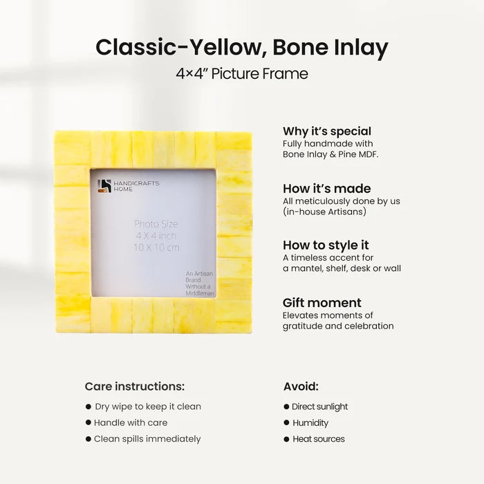 Picture Frames Classic Pattern Bone Inlay Combo 4"x4", Yellow