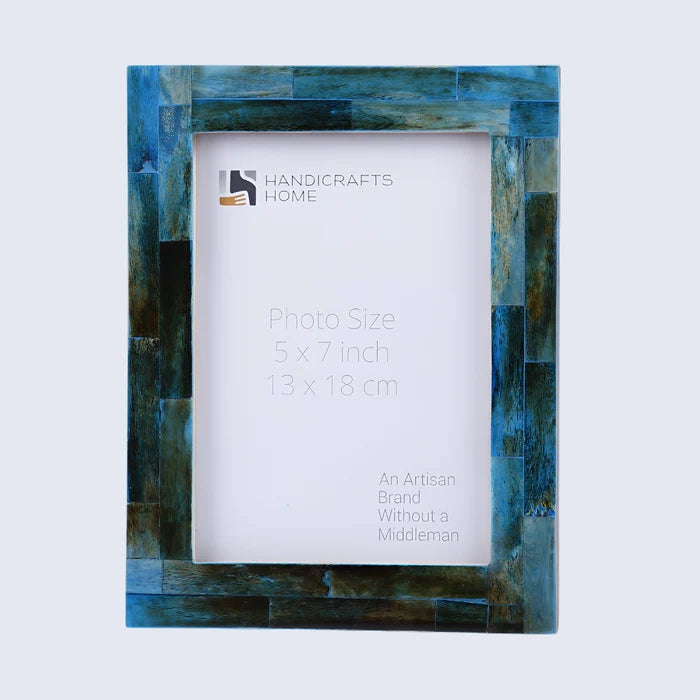 Handmade Picture Frames Verdigris Collection Bone Inlay, 5" x 7", for tabletop or wall display