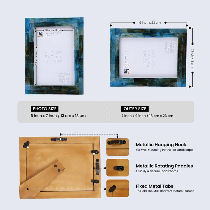 Picture Frames Verdigris Collection Bone Inlay, 5" x 7"
