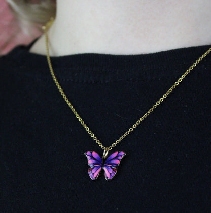 Purple & Pink Butterfly Necklace