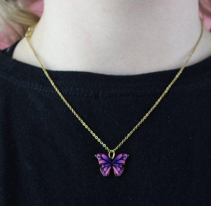 Purple & Pink Butterfly Necklace