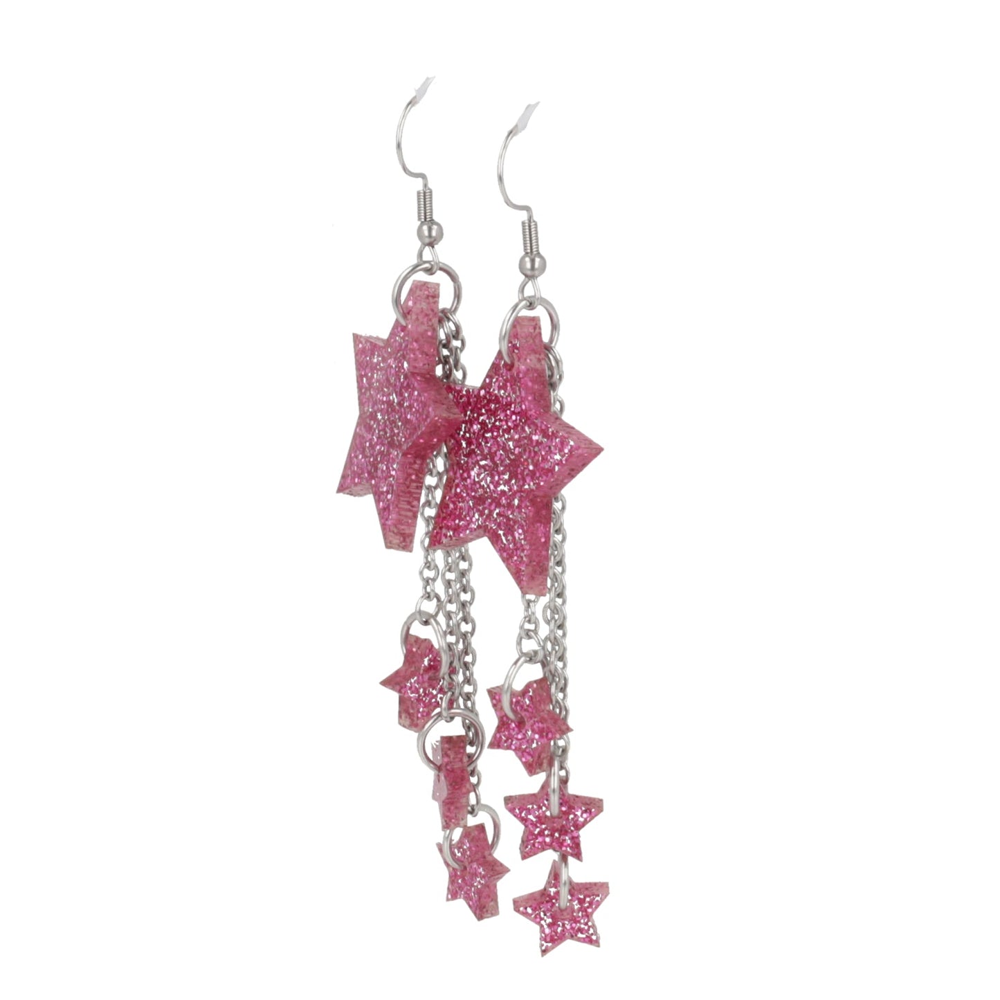 Pink Glitter Shooting Star Earrings