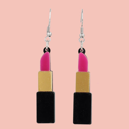 Pink Lipstick Earrings