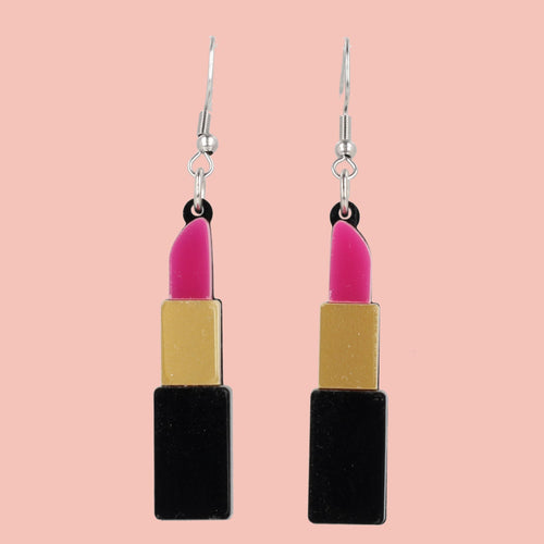 Pink Lipstick Earrings