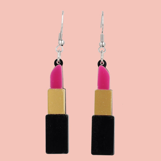 Pink Lipstick Earrings