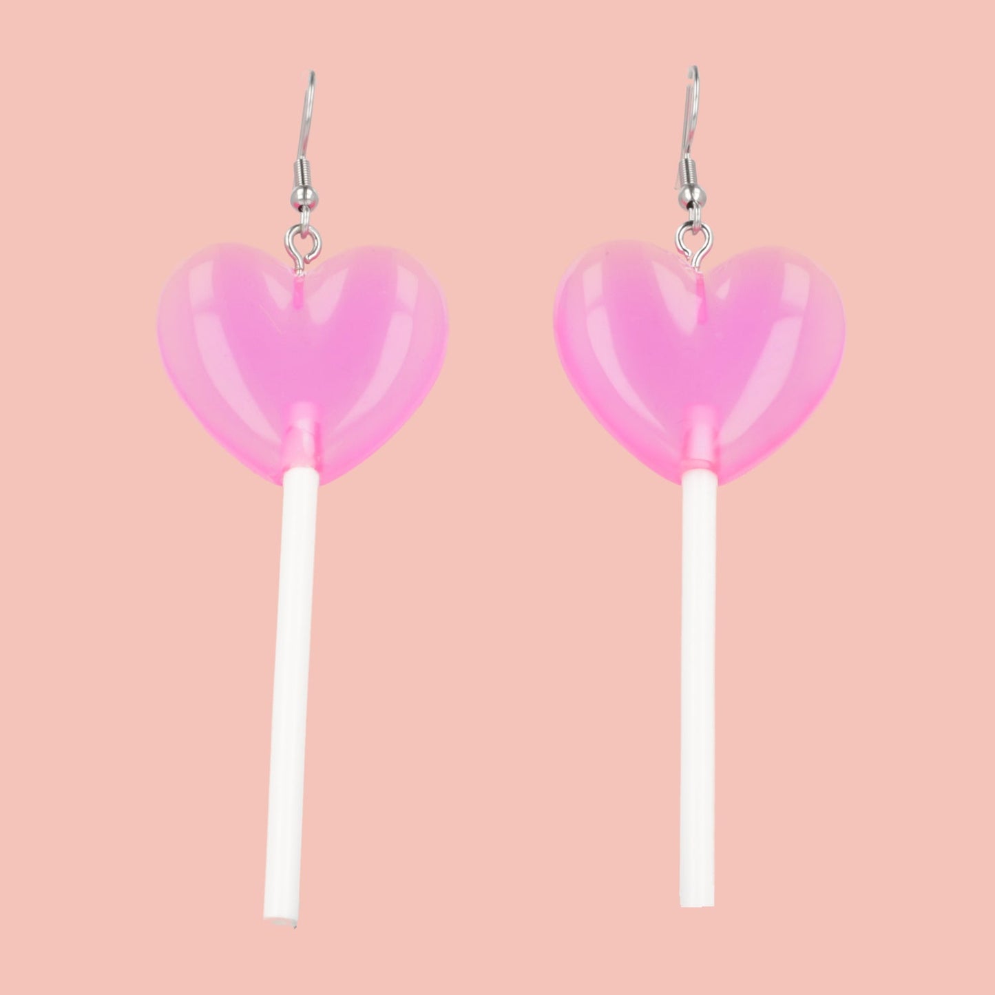 Pink Heart Lollipop Earrings