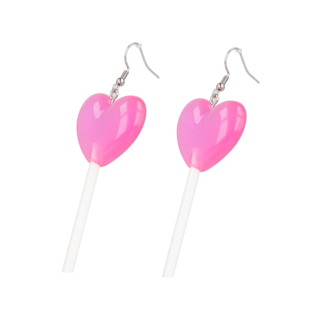 Pink Heart Lollipop Earrings