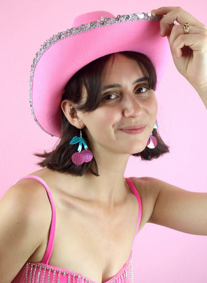 Pink Disco Cherry Earrings