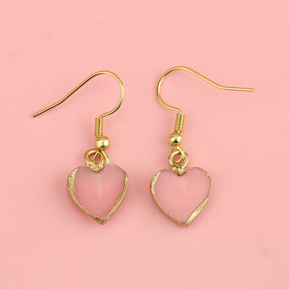Pink Druzy Heart Earrings