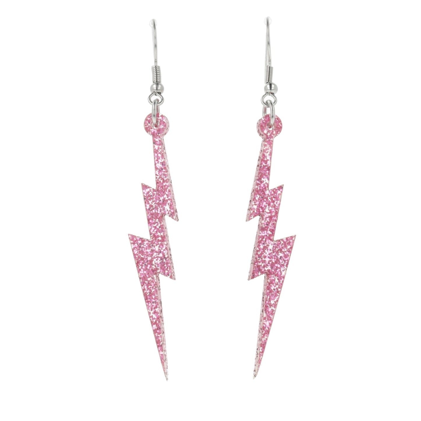 Pink Glitter Lightning Bolt Earrings