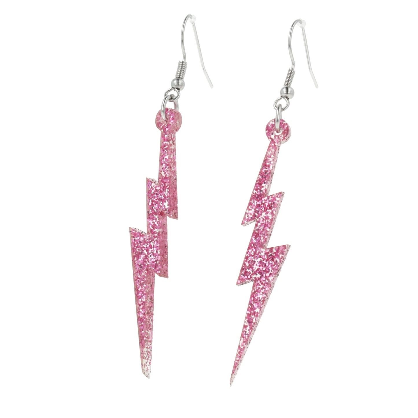 Pink Glitter Lightning Bolt Earrings