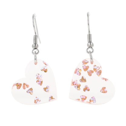 Pink Hearts Confetti Earrings