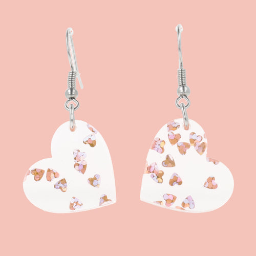 Pink Hearts Confetti Earrings