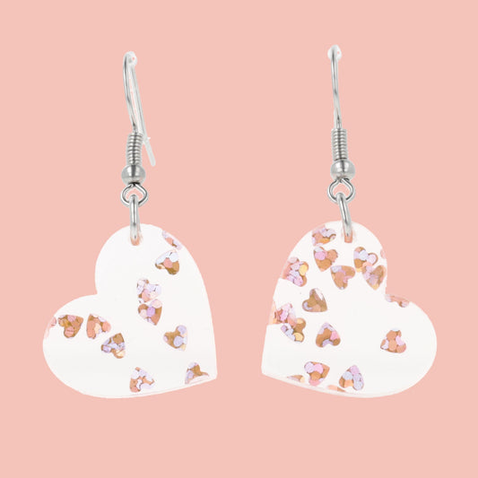 Pink Hearts Confetti Earrings