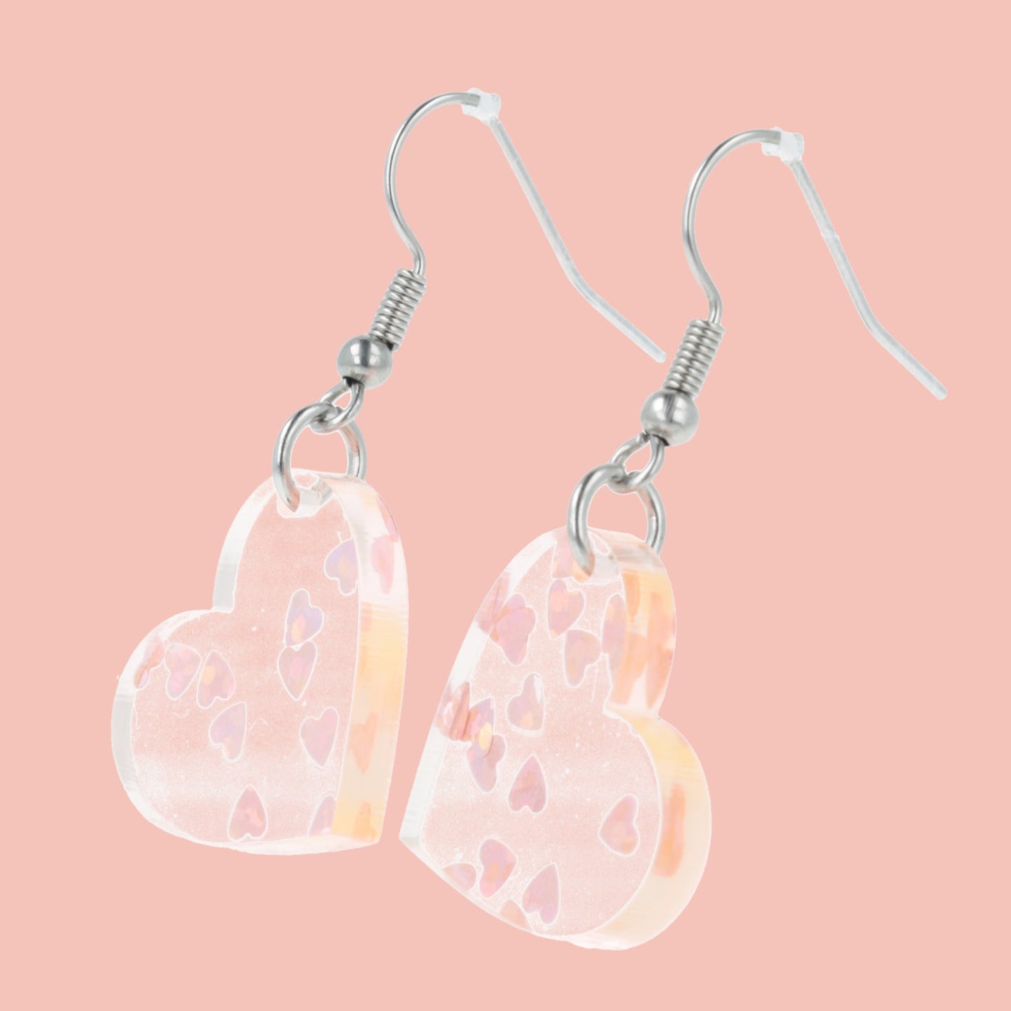 Pink Hearts Confetti Earrings
