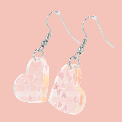 Pink Hearts Confetti Earrings