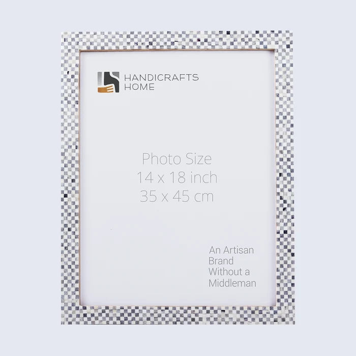 Handmade Checkered Grey White Bone Inlay Poster Frames, 20 Sizes, for wall display