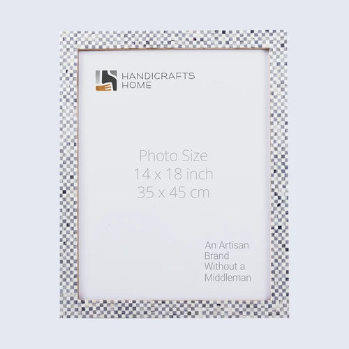 Handmade Checkered Grey White Bone Inlay Poster Frames, 20 Sizes, for wall display