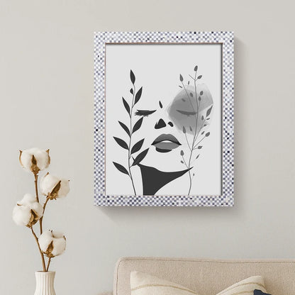 Handmade Checkered Grey White Bone Inlay Poster Frames, 20 Sizes, for wall display