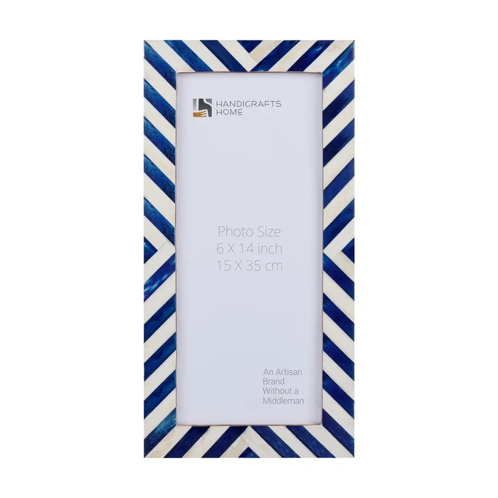 Handmade Poster Frame Chevron Collection Bone Inlay, Blue, 2 Sizes, for wall display