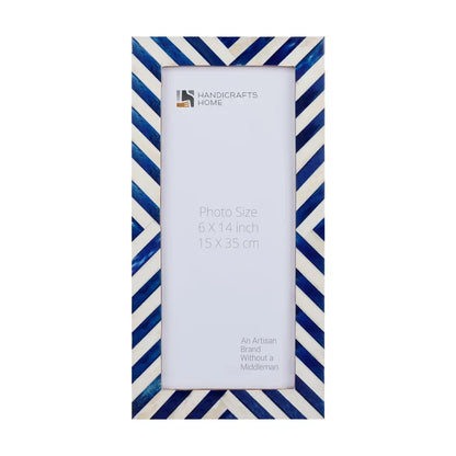Handmade Poster Frame Chevron Collection Bone Inlay, Blue, 2 Sizes, for wall display