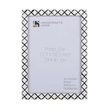 Handmade Poster Frame Moroccan Pattern Collection Bone, Resin Inlay, Black, 14 Sizes, for wall display