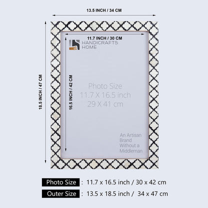 Handmade Poster Frame Moroccan Pattern Collection Bone, Resin Inlay, Black, 14 Sizes, for wall display