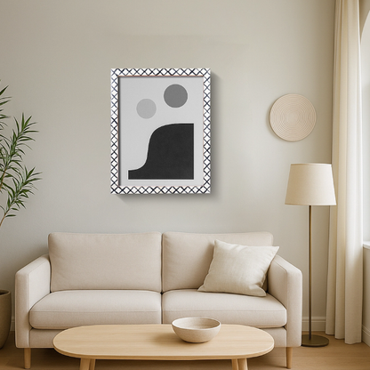 Handmade Poster Frame Moroccan Pattern Collection Bone, Resin Inlay, Black, 14 Sizes, for wall display
